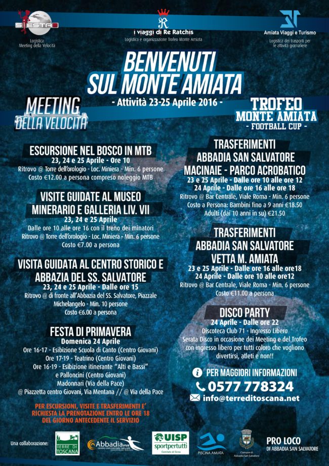 Amiata programma 23 24 25 aprile 2016